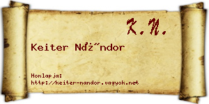 Keiter Nándor névjegykártya